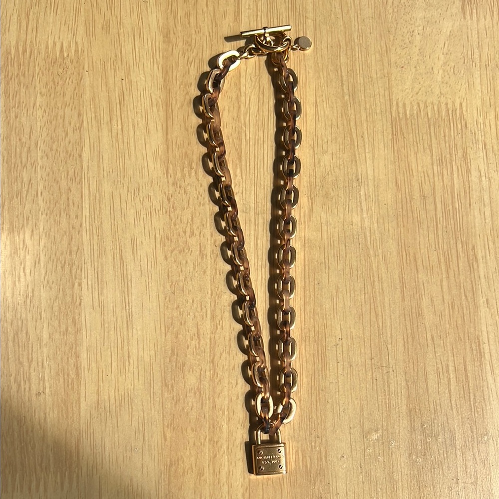 Gold Chain Necklace with Padlock Pendant